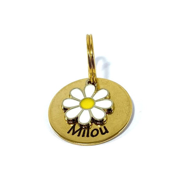 ATELIER AIME - Id-tag - groot rond 25mm Daisy White