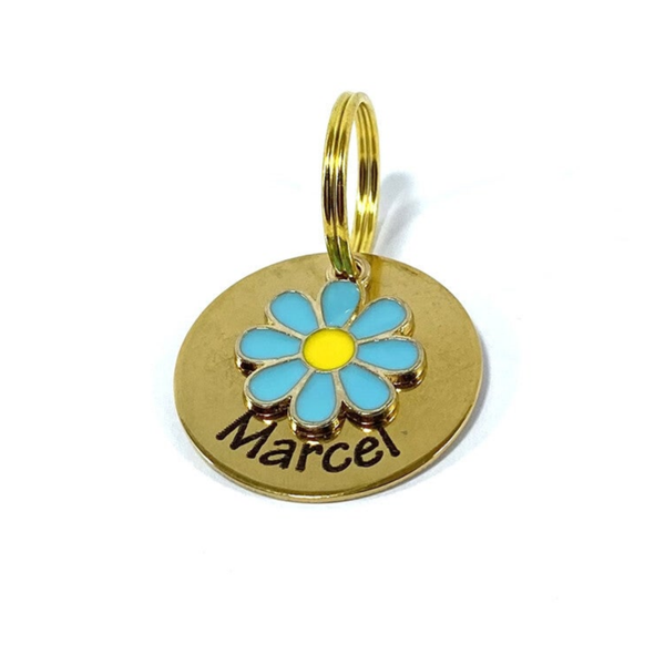 ATELIER AIME - Id-tag - groot rond 25mm Daisy Blue