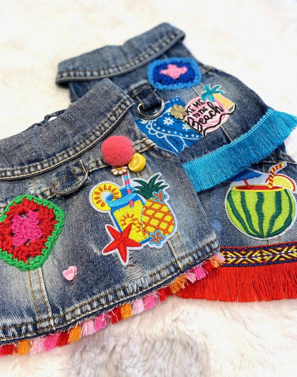 Unieke en handgemaakte jeansjasjes Boho style - Verschillende modellen - MAAT S