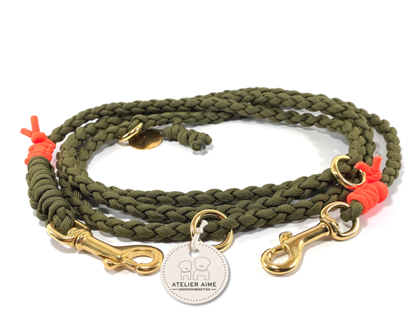 ATELIER AIME - Handvrije verstelbare gevlochten lijn Army Green - Touch Orange