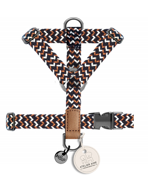 MILK AND PEPPER - Trimaran Harnais  Camel/Marine/Ecru