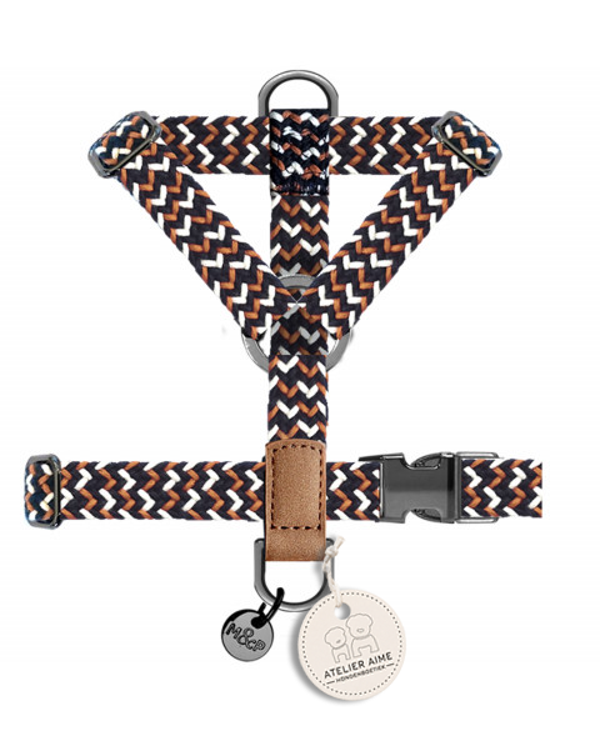 MILK AND PEPPER - Trimaran Harnais  Camel/Marine/Ecru