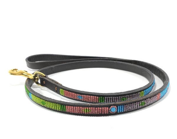 NATA'CHIEN - Leiband leer beaded - Violette Small