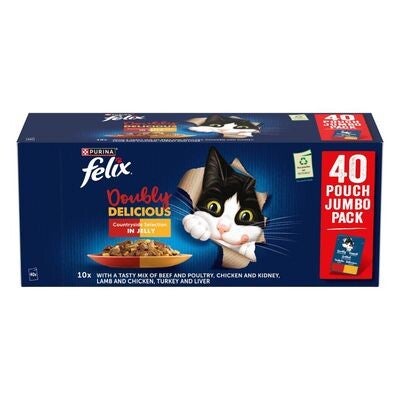 Felix Doubly Delicious meaty selection in jelly x40 100g sachets