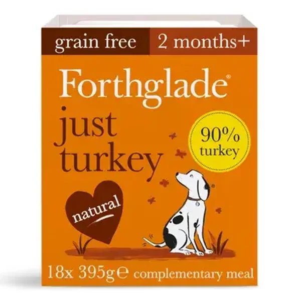 Forthglade Grain-Free Natural Wet Dog Food - Just Turkey x18 pack