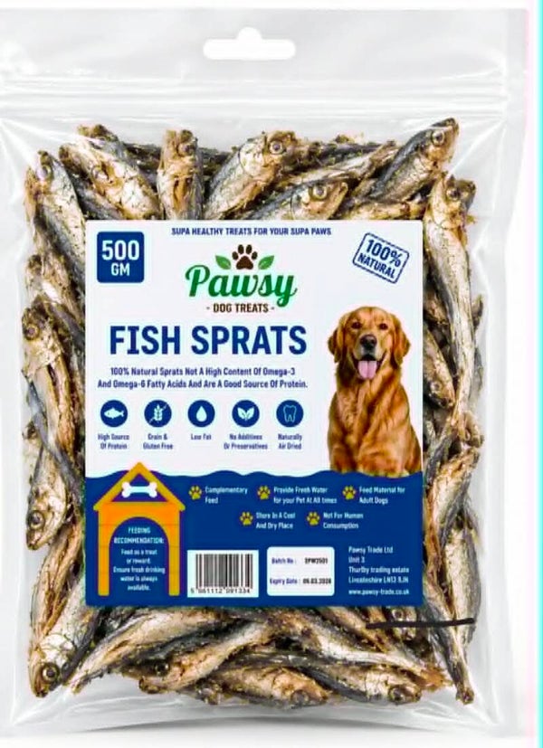 Pawsy Dog Treats - sprats 500g