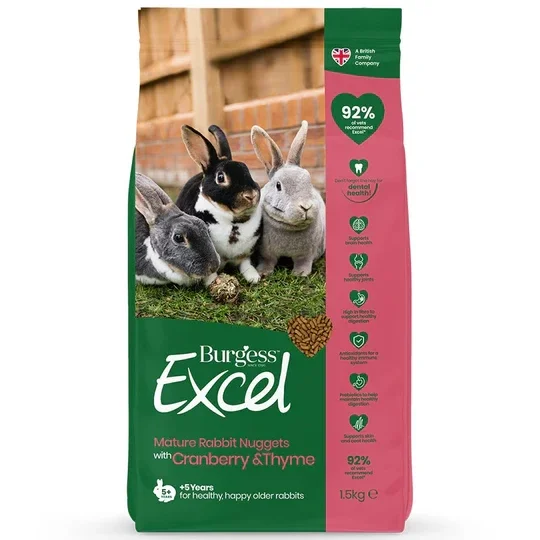 Burgess Excel Mature Rabbit Nuggets (Cranberry & Thyme) 1.5kg
