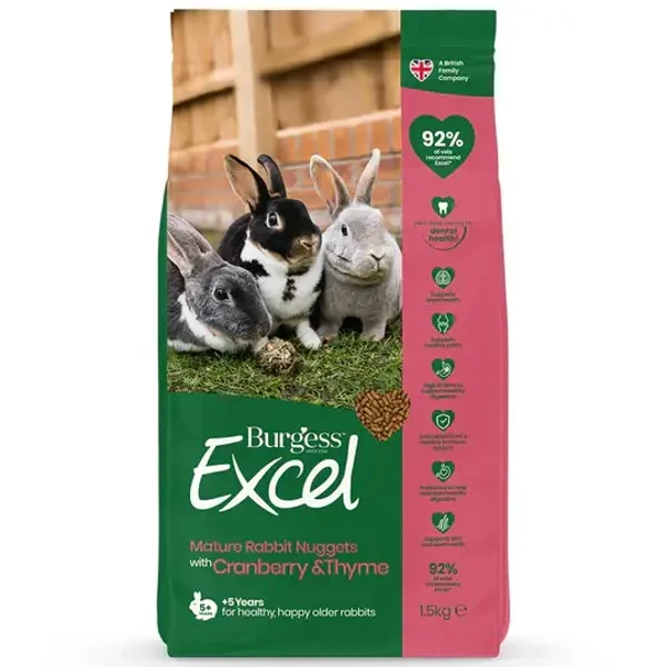 Burgess Excel Mature Rabbit Nuggets (Cranberry & Thyme) 1.5kg