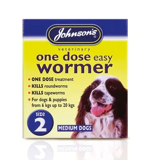 Johnson's One Dose Wormer for dogs (size2) up to 20kg