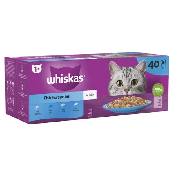 Whiskas 1+ Fish Favourites in jelly x40 sachets