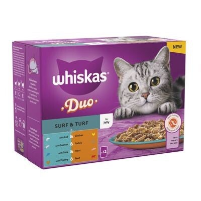 Whiskas 1+ Duo surf & turf in jelly x80