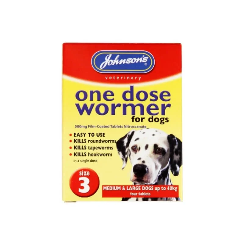 Johnson's One Dose Wormer Size 3 Large Dog up to 40kg
