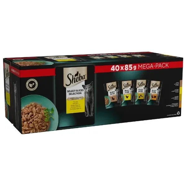 SHEBA Select Slices Adult Cat Food Poultry Selection in Gravy 40x85g Pouch