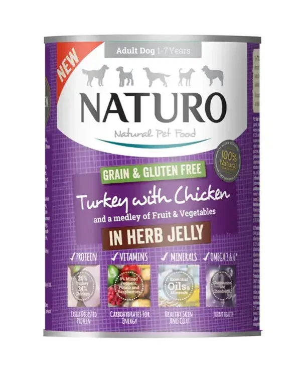 Naturo Adult Turkey & Chicken In Jelly Can 390g