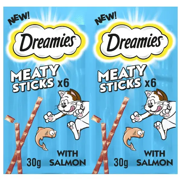DREAMIES Meaty Sticks Adult Cat Treats with Scrumptious Salmon 30g