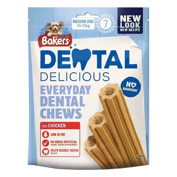 Bakers Dental Delicious Dog Treats ( Chicken) x7 sticks Large dog >25kg