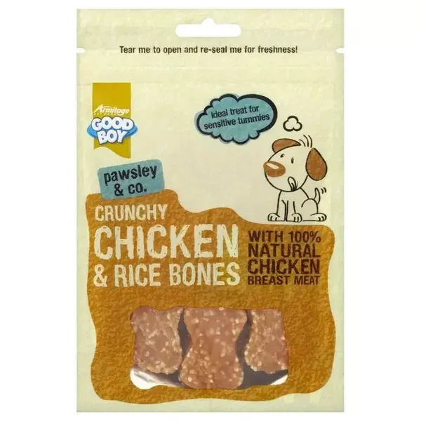 Good Boy Pawsley & Co Chicken & Rice Bones Dog Treats 100g