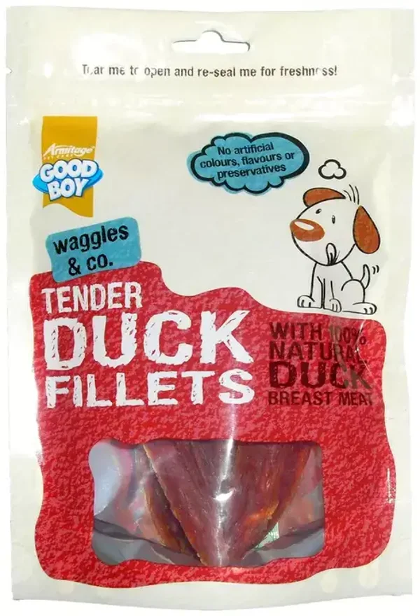 Good Boy Waggles & Co Tender Duck Fillets Dog Treats 80g