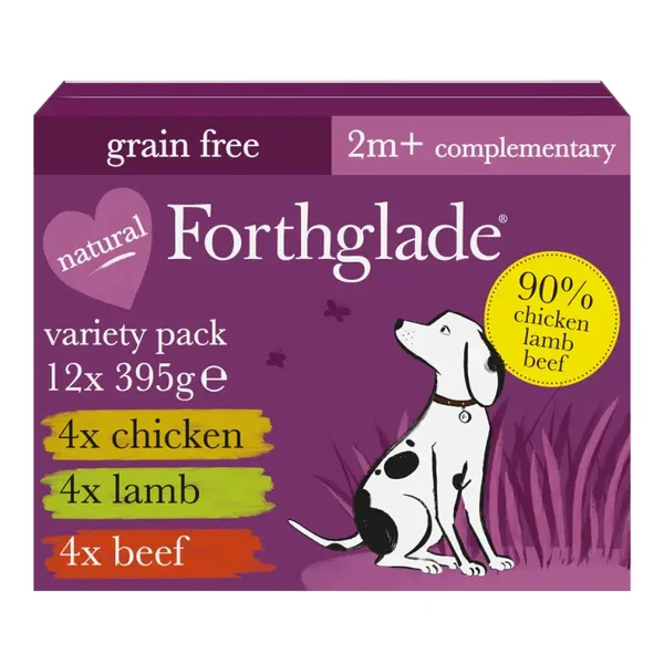Forthglade 90% chicken, lamb, beef x12 395g