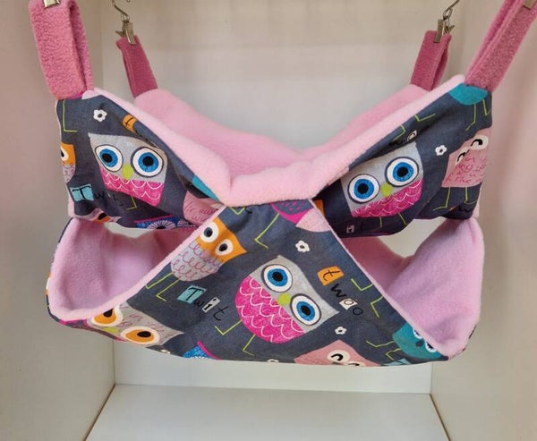 2 Stock Hängematte - Eule rosa