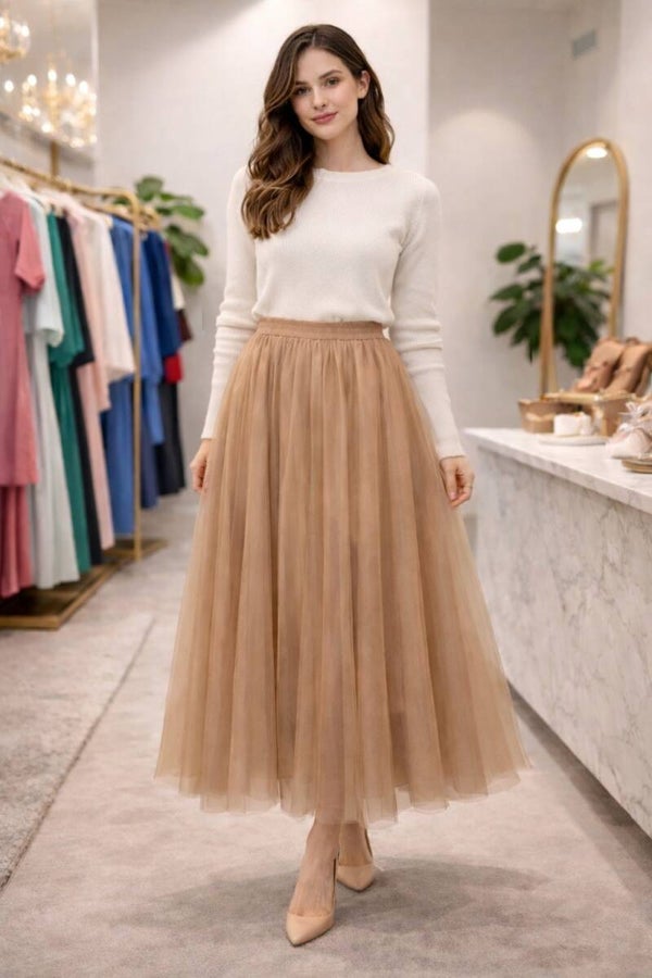 Falda Tul Beige