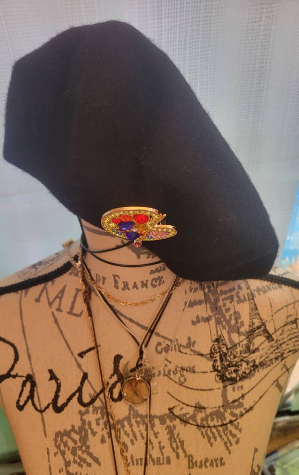 SOLD French black painters Beret