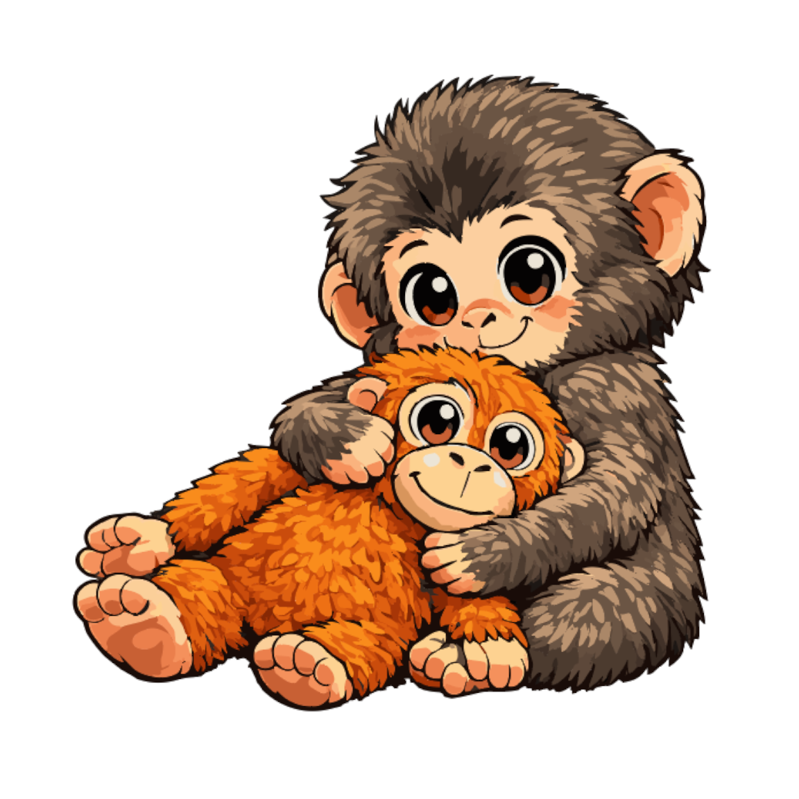 Affe mit Kuscheltier | 5er Bundle