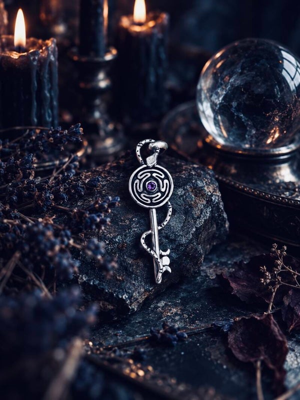 Pendentif clé dédié à la déesse Hécate - Argent 925