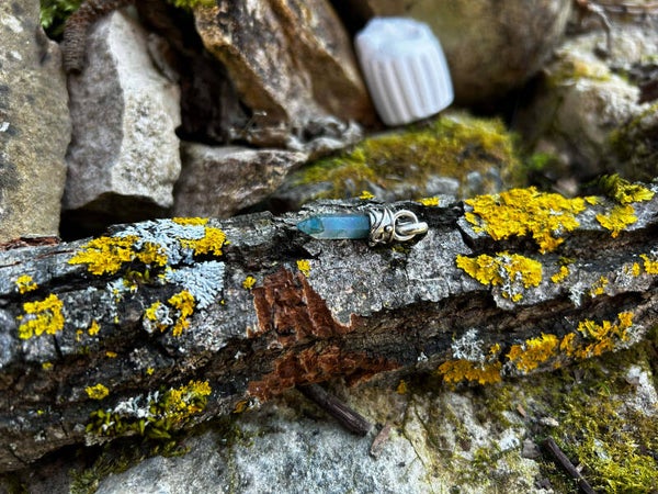 Pendentif elfique "Nyn'gar" - Agate mousse et argent massif