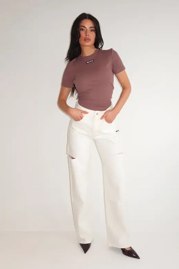 Unique the label june wide leg jeans off white