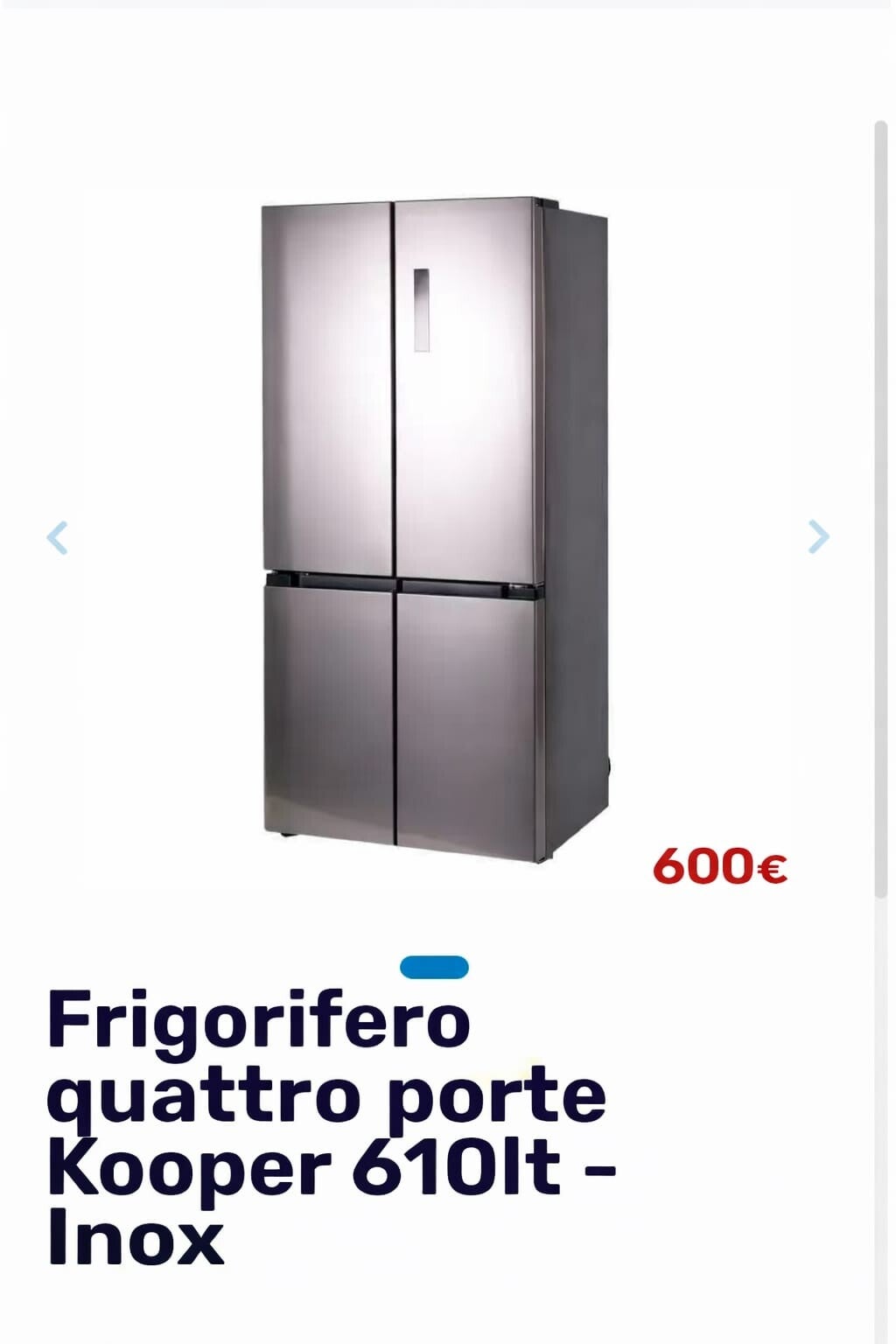FRIGORIFERO 4 PORTE KOOPER 610LT INOX