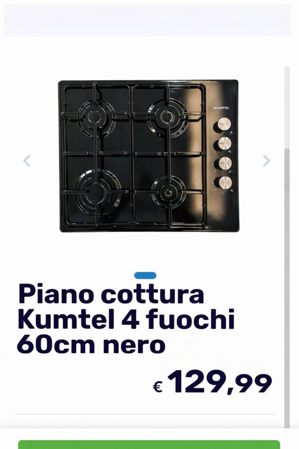 Pian cottura Kumtel e fuochi 60 cm NERO
