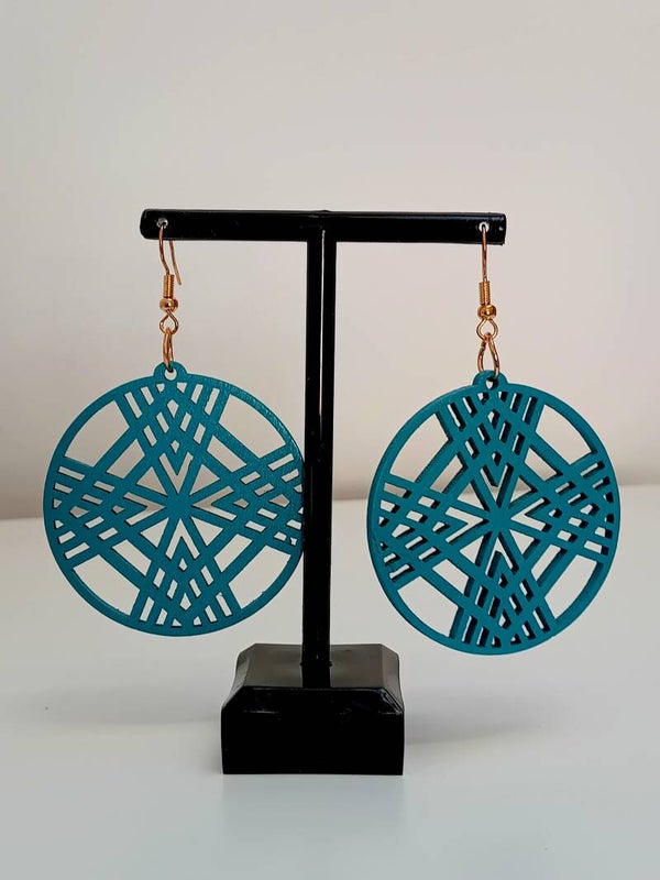 Boucles d'oreilles turquoises en bois