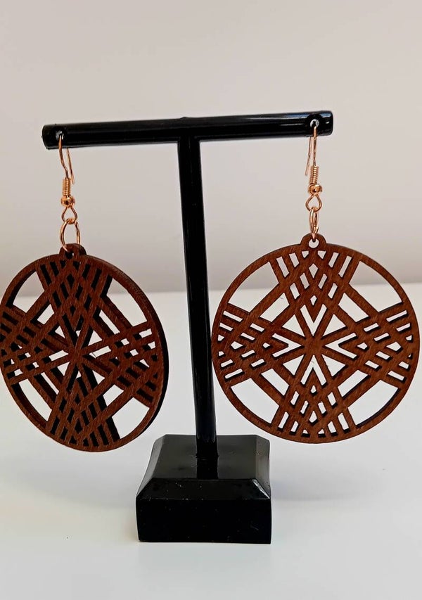Boucles d'oreilles marrons en bois