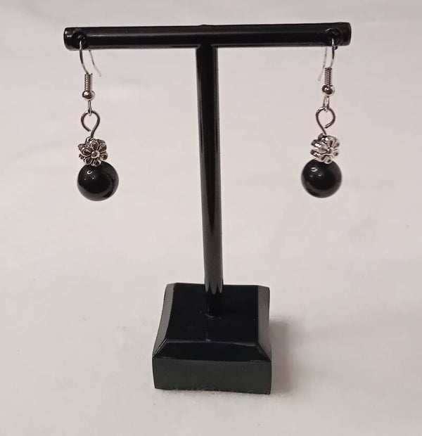 Boucles d'oreilles perles noires