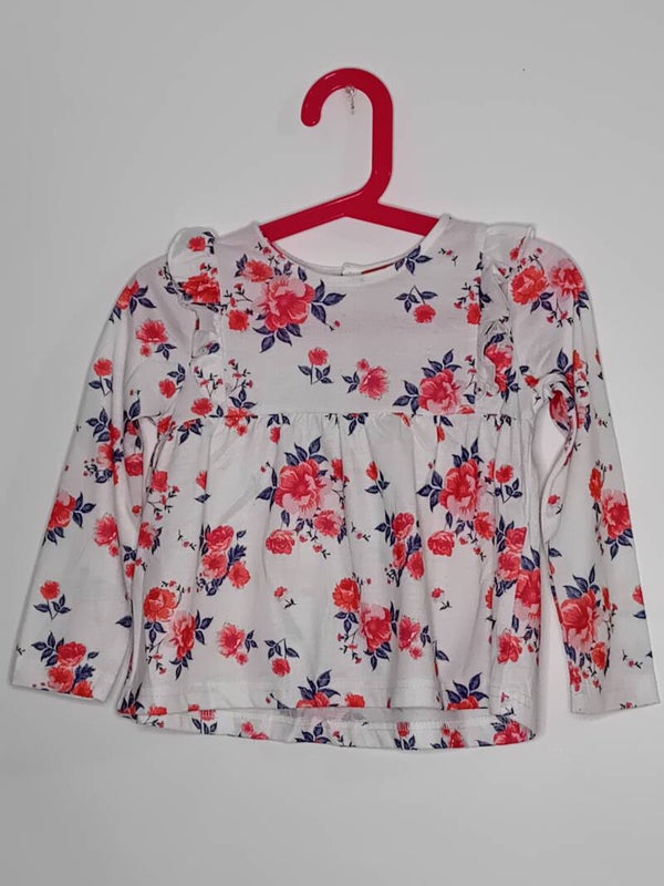 T-shirt à fleurs rouges