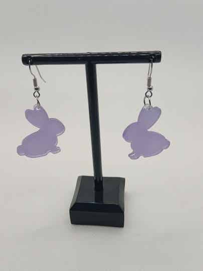 Boucles d'oreilles lapin mauve