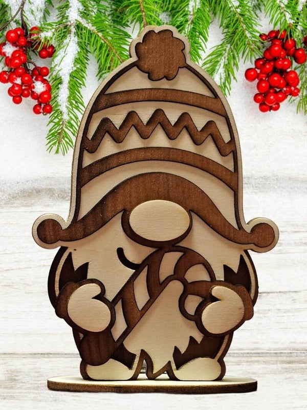 Wichtel mit Zuckerstange "Mahaghoni rotbraun" | Edelholzfunier | Weihnachten | Julenissen | Nissen