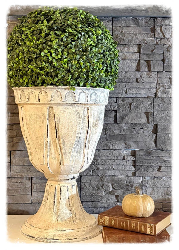 Vase et boule de verdure