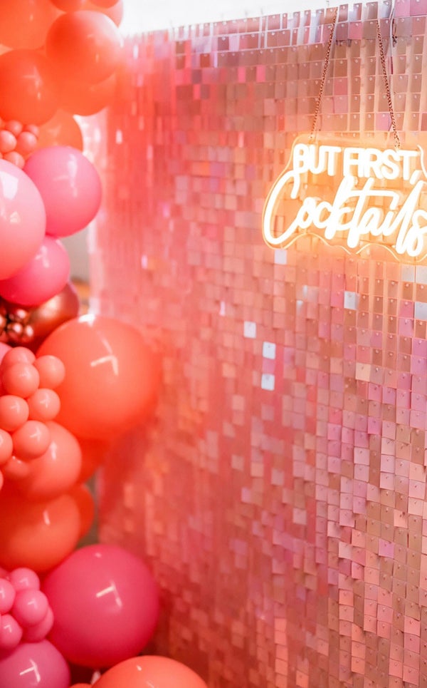 Pink shimmer wall hire Hobart