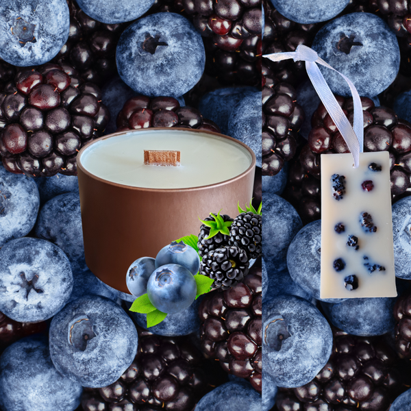 BOUGIE PARFUMÉE MÛRE MYRTILLE + SUSPENSION ARMOIRE PARFUMÉE MÛRE MYRTILLE