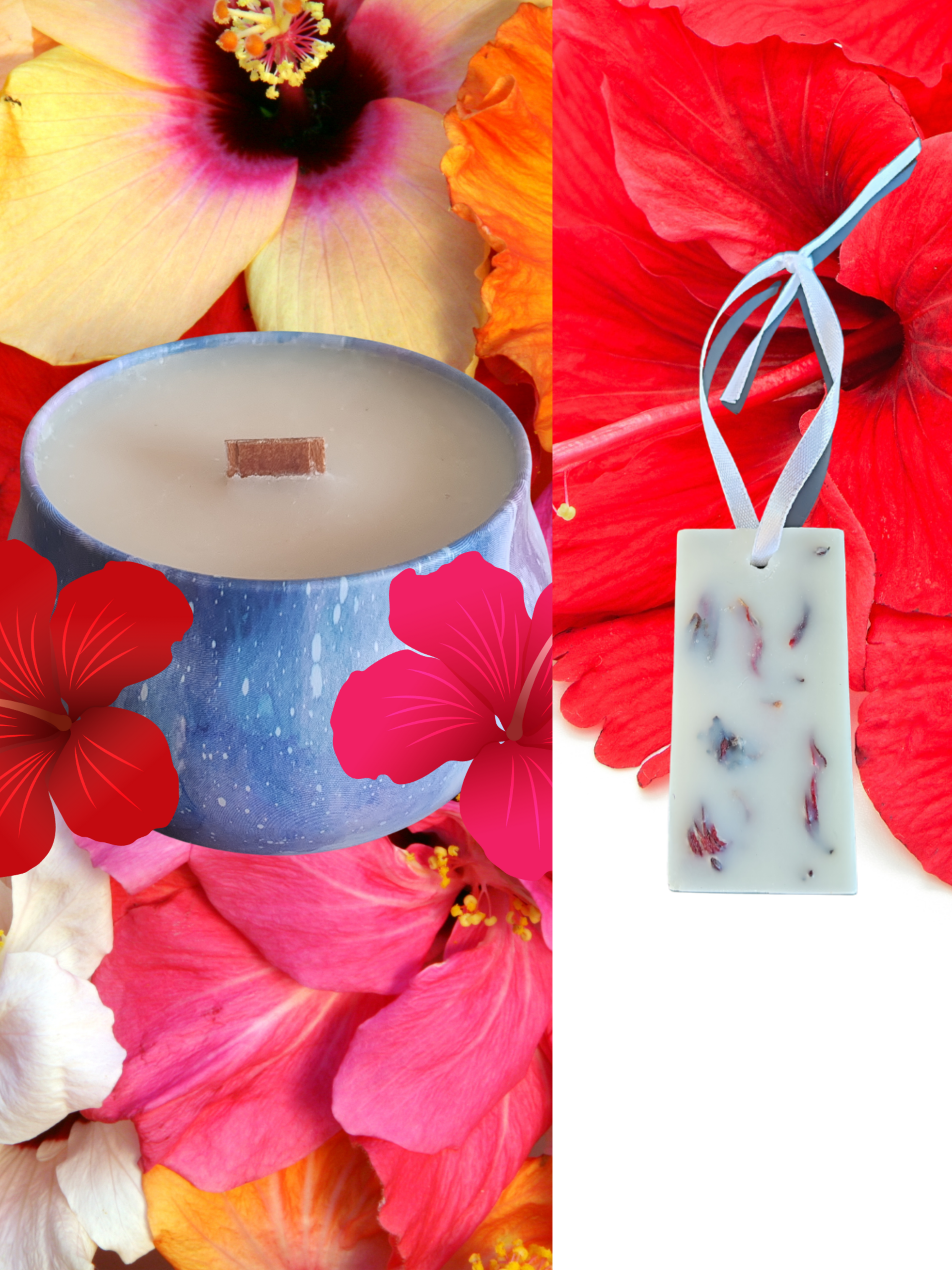 BOUGIE PARFUMÉE HIBISCUS + SUSPENSION ARMOIRE HIBISCUS