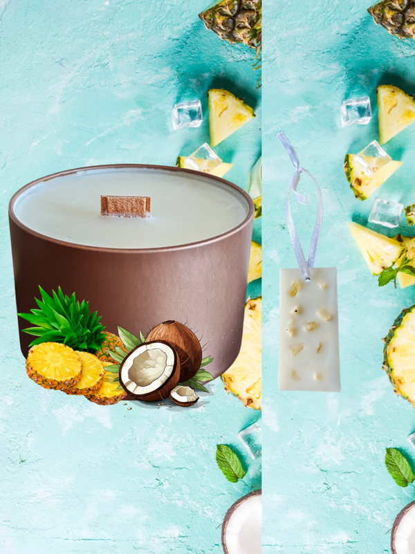 BOUGIE PARFUMÉE PIÑA COLADA + SUSPENSION ARMOIRE PARFUMÉE PIÑA COLADA