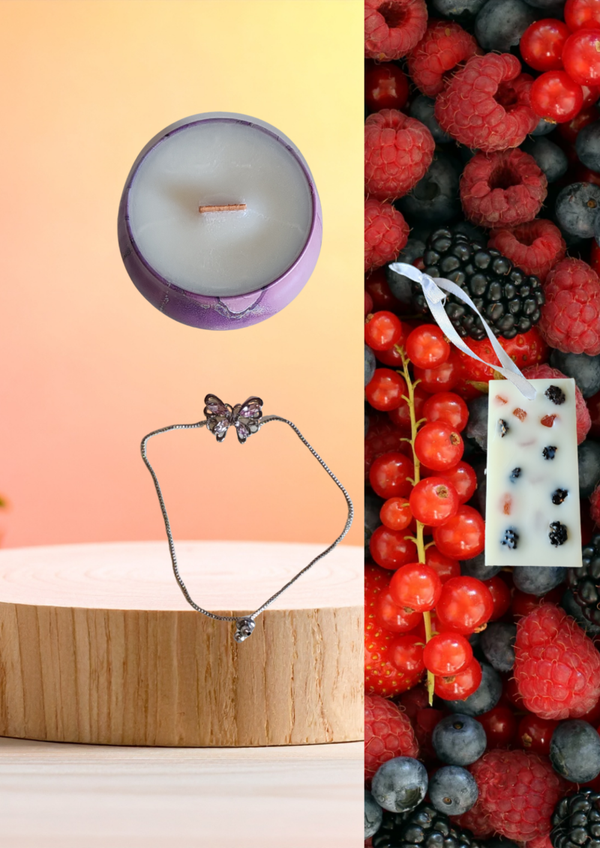 BOUGIE BIJOU BRACELET PAPILLON + SUSPENSION ARMOIRE PARFUMÉE