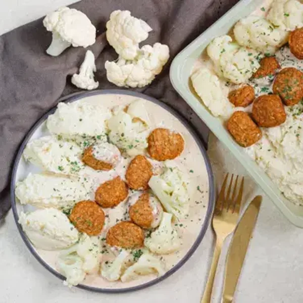 Boulettes sauce archiduc, purée et chou-fleur