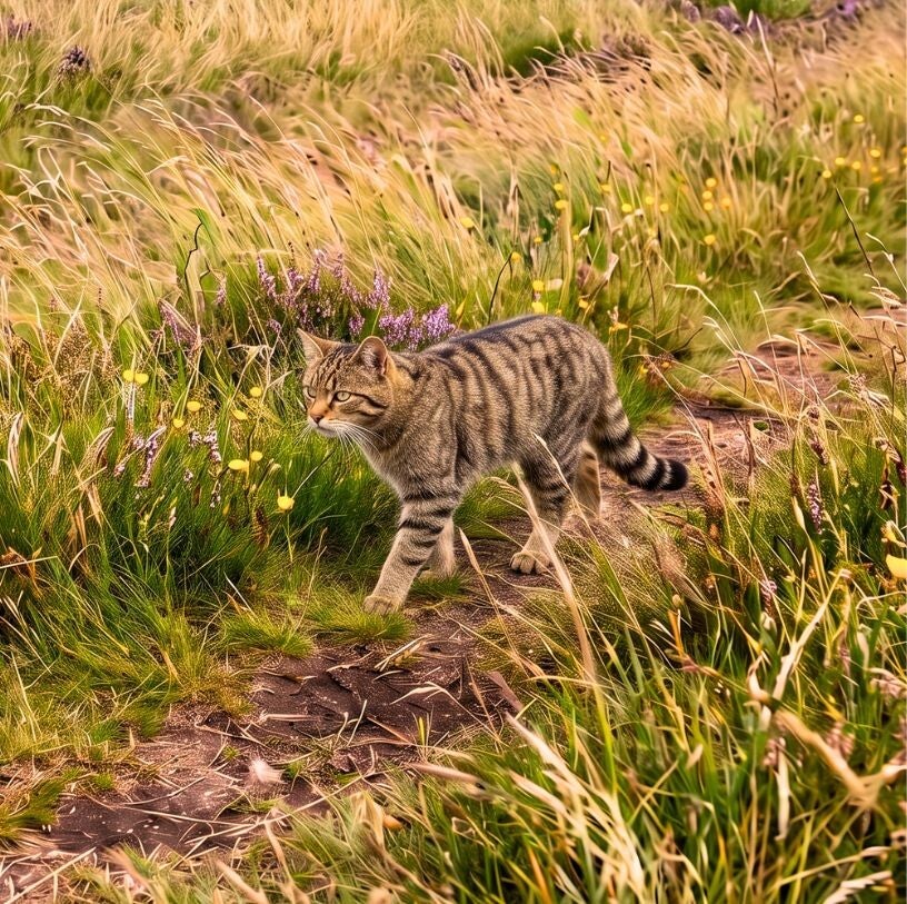 Een wilde kat bijt een kind