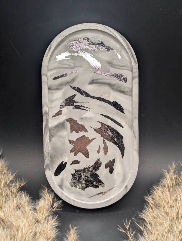 Tablett schwarz/weiß/silber