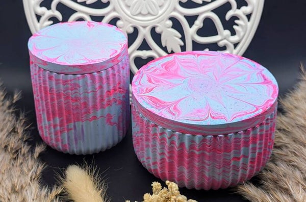 Schalen geriffelt hellblau/pink set