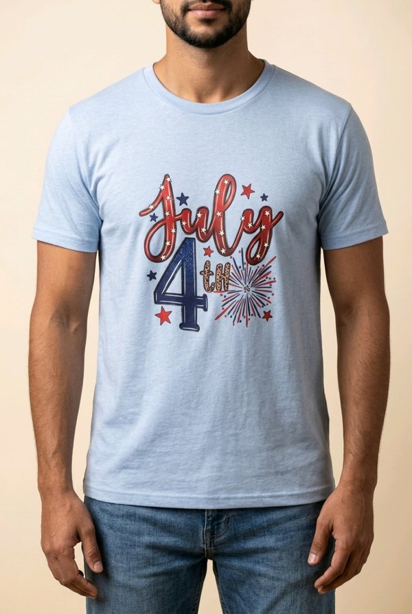 July 4th baby blue Tee Large