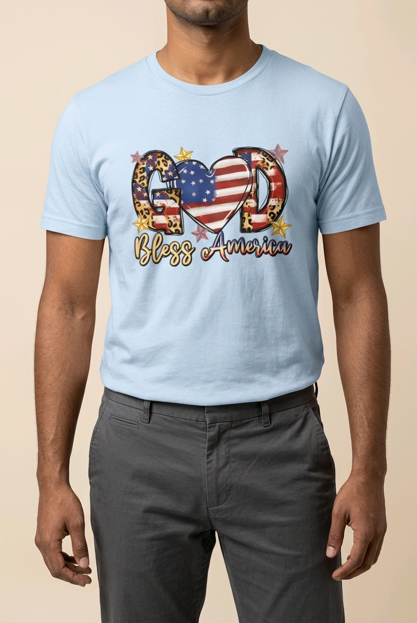 God Bless America baby blue XL
